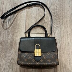 Louis Vuitton LV Designer Black Leather Monogram Locky Handbag Bag Purse